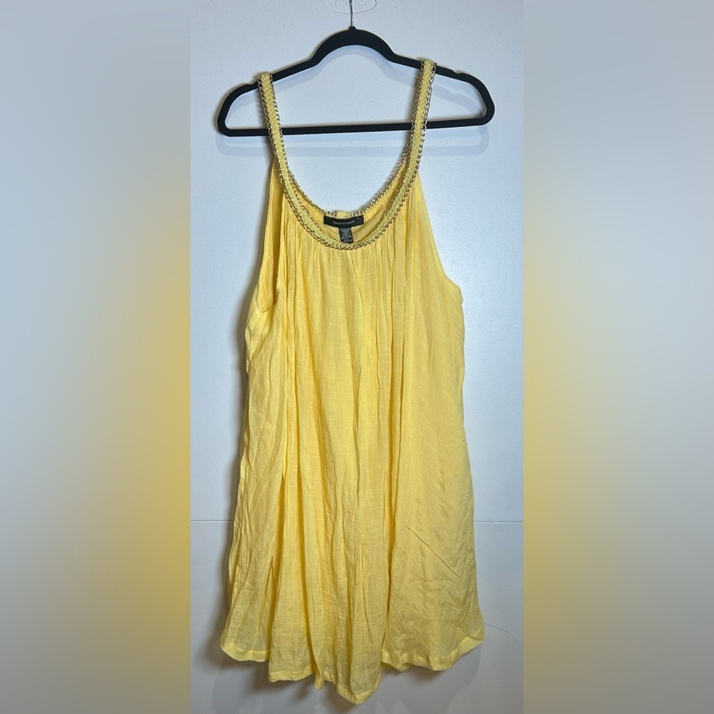 Ashley Stewart Yellow Tank Top/Tunic/Dress with Gold Chain Neckline.